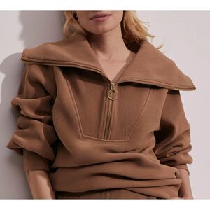 Varley Vine Half-Zip Pullover Sweatshirt Brown Tan Size S